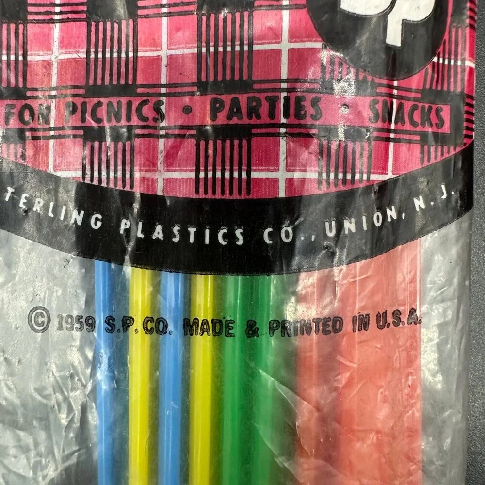Vintage Beverage Spoons Scottie Ware 1959 Plastic Rainbow Packs Party Picnic